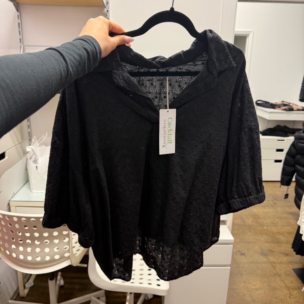 Black Eyelet Women's Top